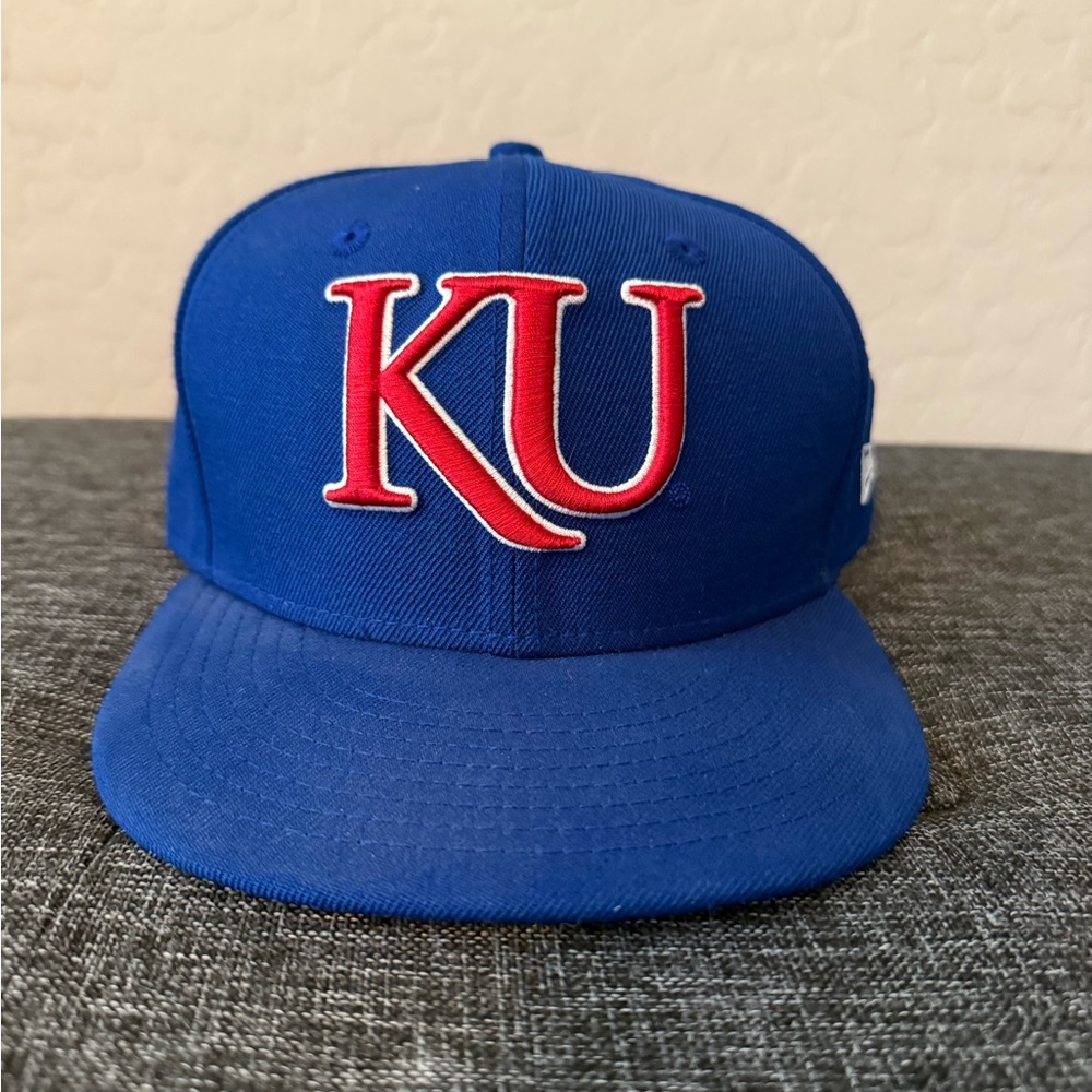 KU New Era Blue and Red Embroidered Hat
